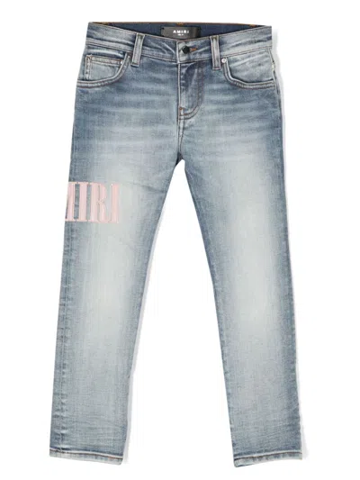 Amiri Kids' Logo-patches Straight-leg Jeans In Blue ModeSens