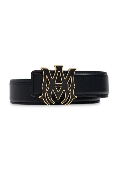 Amiri Logo-buckle Leather Belt In Black