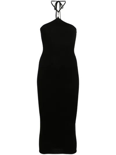 AMIRI LOGO-PLAQUE MIDI DRESS