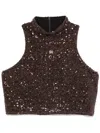 AMIRI LOGO-PLAQUE SEQUINED TOP