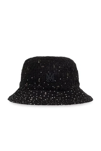 Amiri Ma-plaque Tweed Bucket Hat In Black