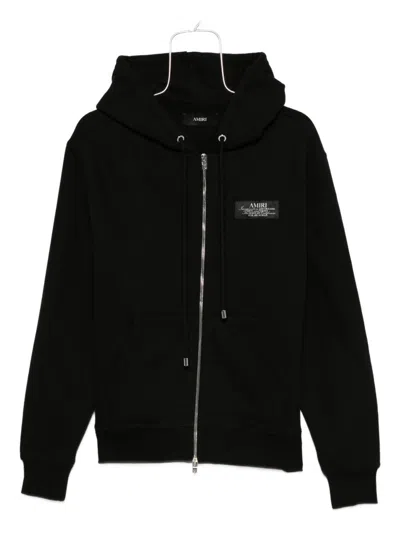 AMIRI LOGO-PLAQUE ZIP-UP HOODIE - MEN'S - LYOCELL/COTTON