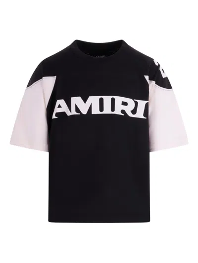 Amiri Kids' Logo-print Colour-block T-shirt In Black