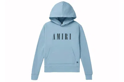 Pre-owned Amiri Logo-print Cotton Jersey Hoodie Light Blue