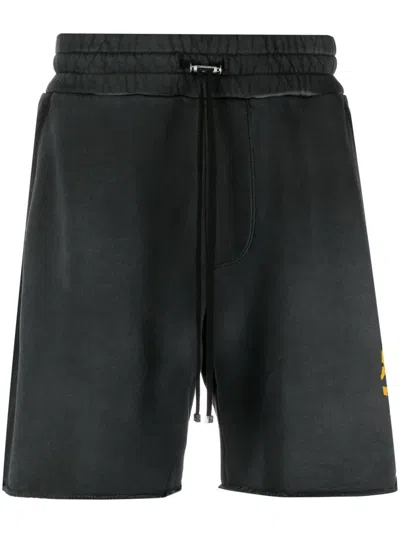 Amiri Logo-print Cotton Shorts In Schwarz