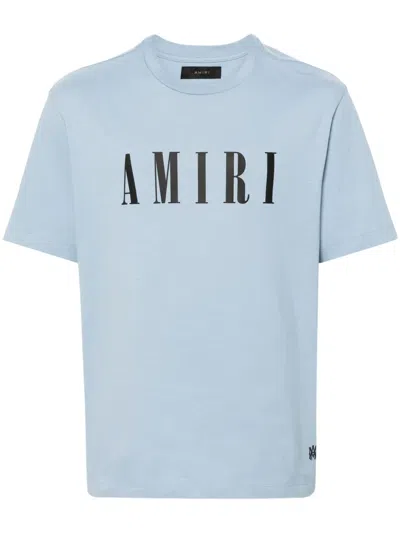 Amiri Logo Cotton T-shirt In Light Blue