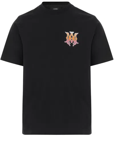 Amiri Logo Print Cotton T-shirt With Round Neck And Short Sleeves In Red