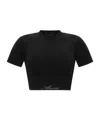 Amiri Logo Embroidered Seamless Crop Top In Black