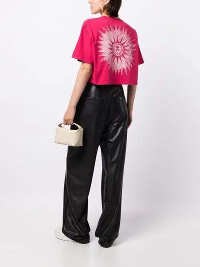 Amiri Logo-print Cropped T-shirt In Pink