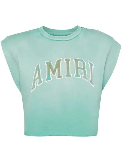 Amiri Logo-print Cropped Tank Top In Blue