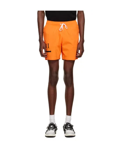Amiri Logo-print Drawstring Swim Shorts In Orange