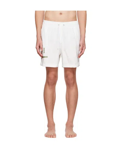Amiri Logo-print Drawstring Swim Shorts In White