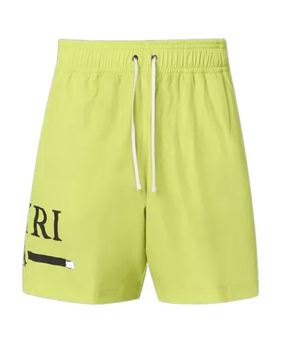 Amiri Logo-print Drawstring Swim Shorts In Yellow