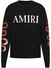 Amiri Black Hoodie With Maxi Logo Lettering On The Front And Snake Print On The Sleeves In Black