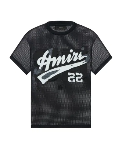 Amiri Logo-print Mesh T-shirt In Black