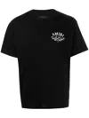 Amiri Black Crewneck T-shirt With Logo Lettering On The Front And Maxi Logo Print On The Rear In Cotton Ma In Black