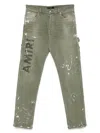 Amiri Khaki Army Logo Painted Slim Workman Jeans