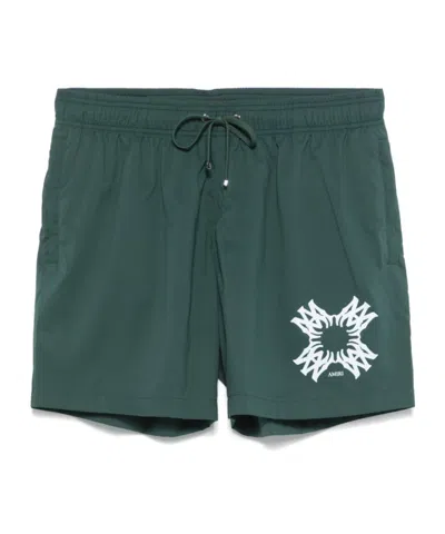 Amiri Green Ma Quad Swim Shorts In Evergreen