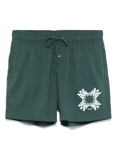 Amiri Logo-print Swim Shorts In Grün