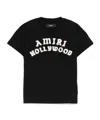 Amiri Hollywood Crew Neck Text Print Top In Black