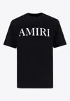 Amiri Black Crewneck T-shirt With Logo Lettering Print On The Front In Cotton Man