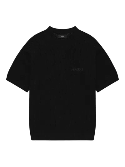 Amiri Crochet Knit Short Sleeve T-shirt In Black