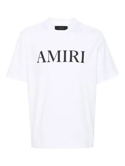 Amiri Cotton Crew Neck T-shirt With Contrasting Logo Detail In White
