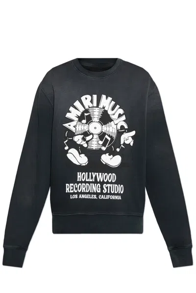 Amiri Logo Printed Crewneck Sweatshirt In Black