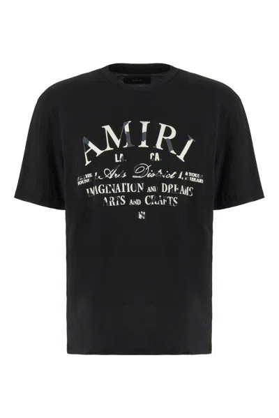 Amiri Logo Printed Crewneck T-shirt In Nero