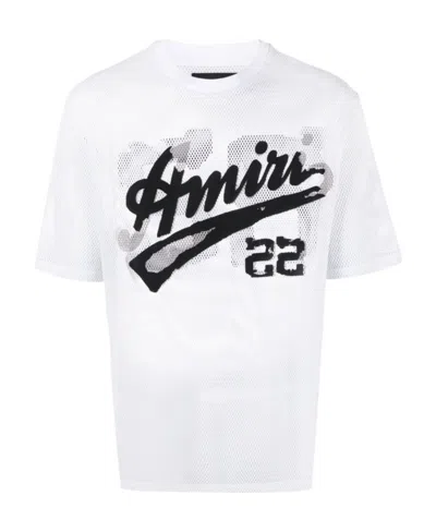 Amiri Logo Printed Mesh T-shirt In White