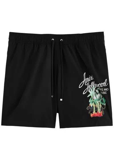 Amiri Logo Printed Shell Swim Shorts In Black