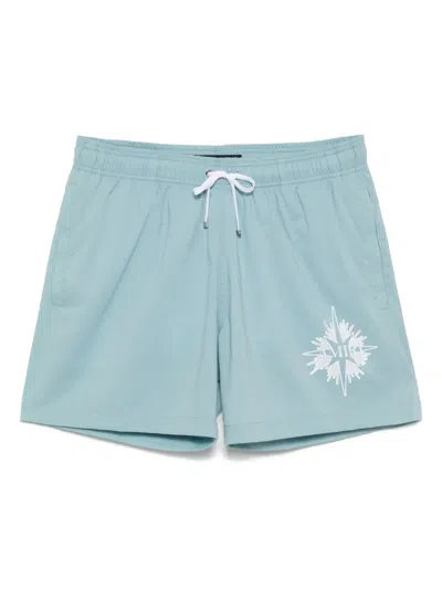 Amiri Starburst Swim Trunk In Dusty Blue