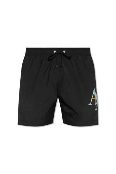 Amiri Logo Swim Shorts In Nero