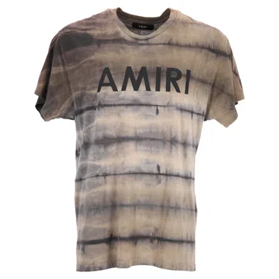 Amiri Logo Printed Tie Dye T-shirt In Brown Cotton