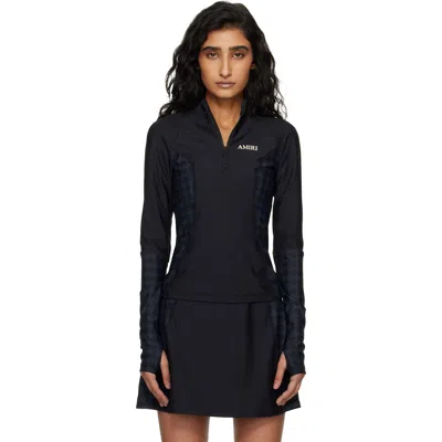Amiri Logo Printed Zip-detailed Top In Blue