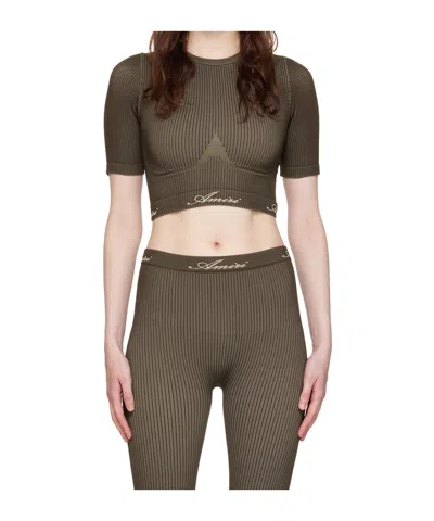 Amiri Logo Ribbed T-shirt In Green