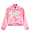 Amiri Kid's Sateen Logo-print Bomber Jacket In Pink