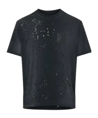 Amiri Shotgun Logo-print Distressed T-shirt In Black