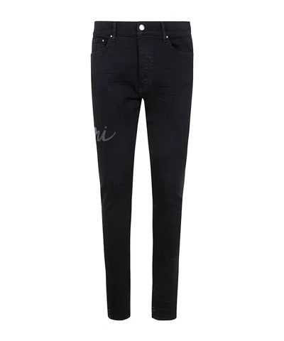 Amiri Logo Skinny Jeans In Black