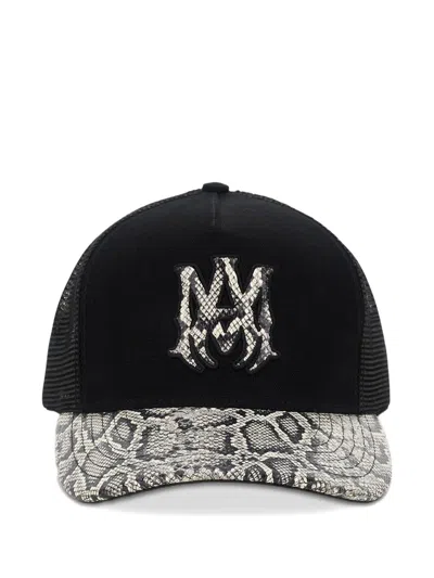 Amiri Logo Snake Trucker Cap In Black