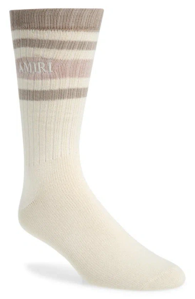 Amiri Logo Stack Stripe Cotton Blend Socks In Seagrass