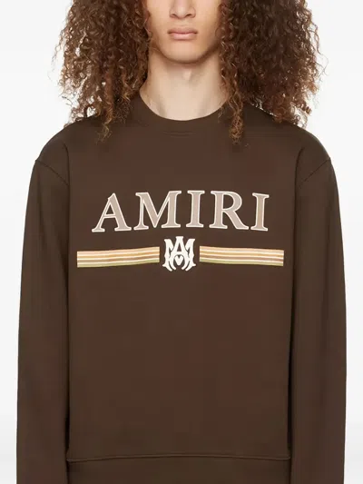 Amiri Logo Stripe Sweatshirt In Brown
