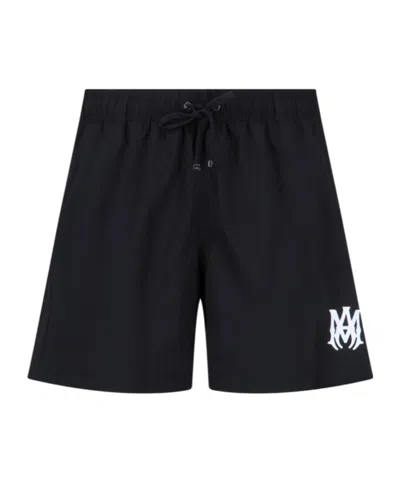 Amiri Logo Swim Shorts In Black