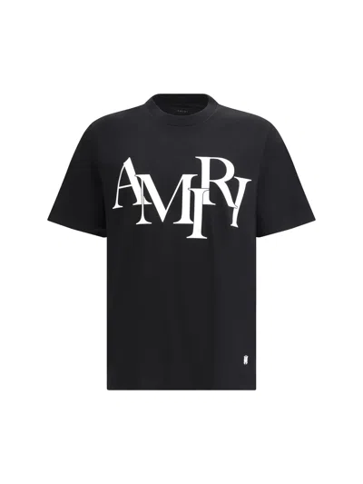 Amiri Cotton Staggered Logo T-shirt Men In Black