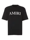 Amiri Black Crewneck T-shirt With Logo Lettering Print On The Front In Cotton Man In Negro
