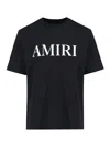 Amiri Black Crewneck T-shirt With Logo Lettering Print On The Front In Cotton Man In Black