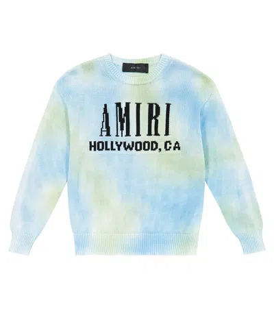 Amiri Kids' Logo Tie-dye Wool Sweater In Multicoloured
