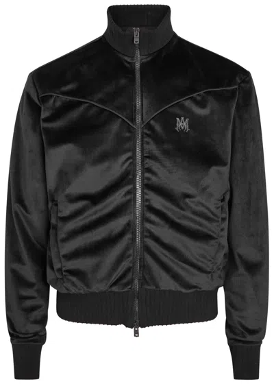 Amiri Logo Velvet Track Jacket In Black
