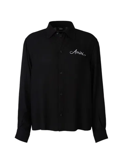 Amiri Ma Quad Checkerboard Long-sleeve Shirt In Black