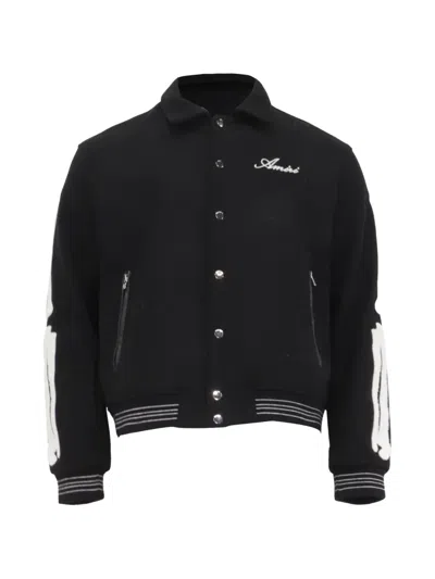 Pre-owned Amiri Logo-embroidered Bomber Jacket In Black